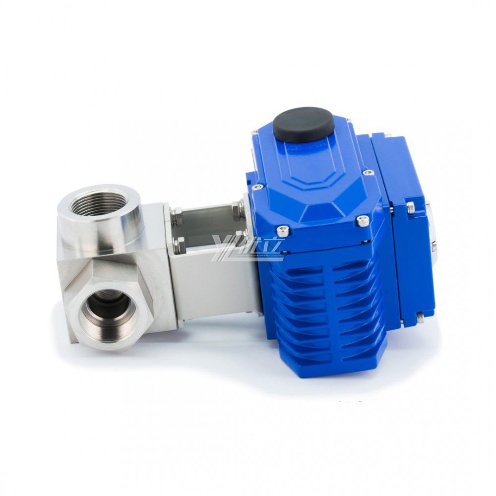 YOULI NPT BSP 6000psi PN500 304 316 Stainless Steel Motorized AC220V KHB High Pressure Electric Three Way Threaded Ball Valve