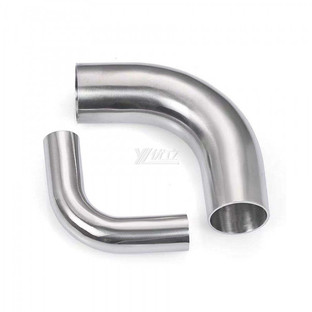 YOULI Hygienic Food Grade Sanitary Stainless Steel 304 SS316L 3A SMS ISO DIN Pipe Fitting Longer 90 Degrees Welded Elbow