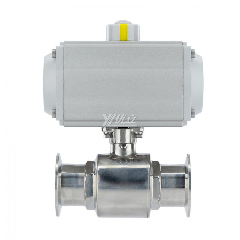 YOULI Hygienic Food Grade Sanitary Stainless Steel 304 316L KF25 Pneumatic Actuator Straight Tri-Clamped Vacuum Ball Valve