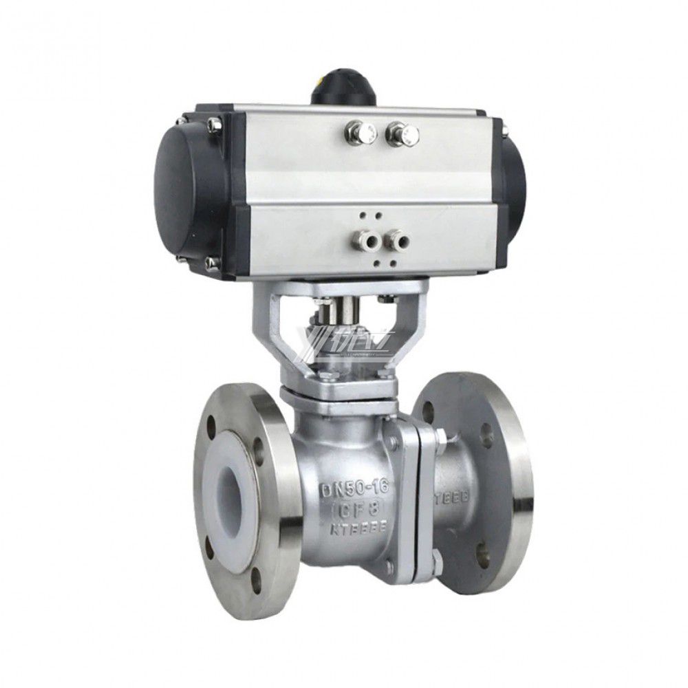 YOULI ANSI 150LB Stainless Steel 304 316 JIS 10K 1.6mpa WCB  Fluorine Lining F4 F46 FPA Pneumatic Actuator Flanged Ball Valve