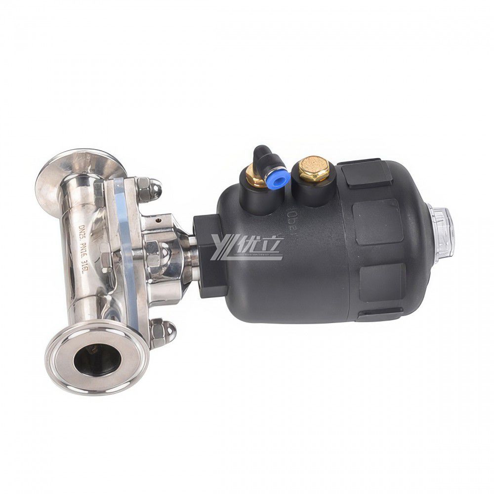 YOULI Premium Hygienic Food Grade Sanitary Stainless Steel 316L Silicon Biological Pneumatic Straight Diaphragm Valve Actuator