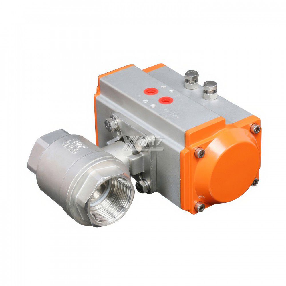 YOULI Stainless Steel High Temperature NPT BSP 1000WOG 1.6-6.4mpa PN16  304 316 Pneumatic Actuator 2 Piece Thread Ball Valve