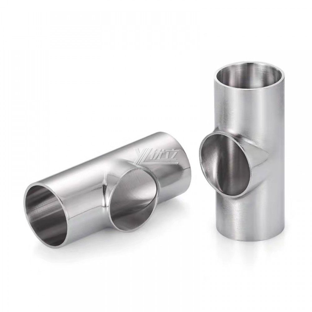 YOULI Hygienic Food Grade Sanitary Stainless Steel 304 SS316L 3A SMS DIN ISO Welded 3 Way Pipe Fitting Flat Welded Tee