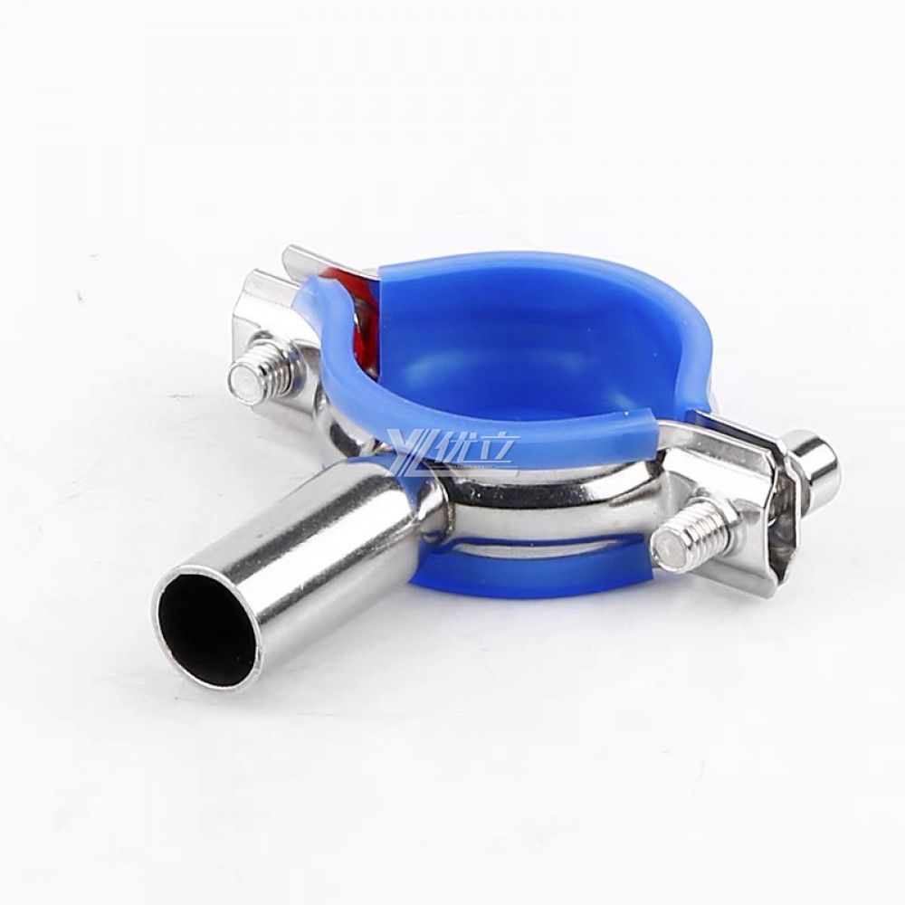 YOULI Sanitary Pipe Fittings Tri Clamp Tube Hex Pipe Holder Stainless Steel 304 With Blue Seat Seal Welded Round Pipe Holder
