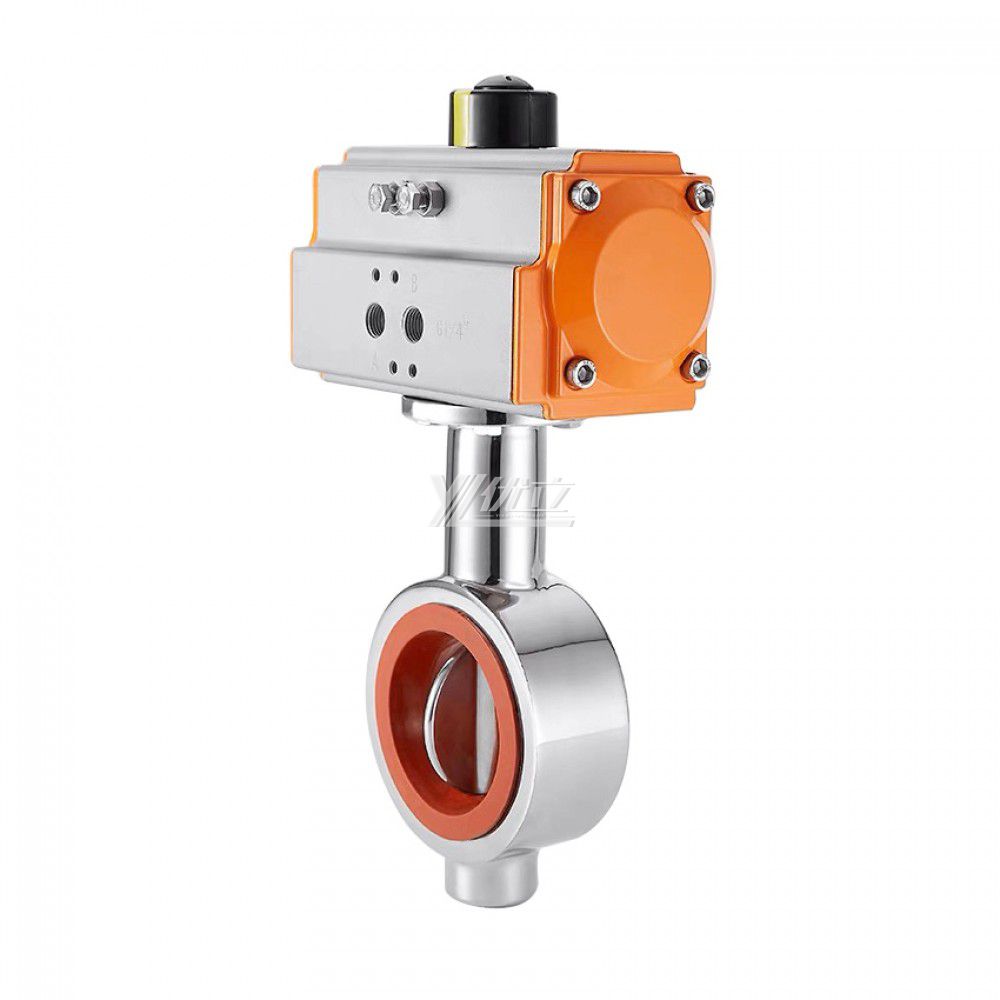 YOULI Top-Quality AT63 Hygienic Food Grade Stainless Steel 304 316L Sanitary Spring Return Pneumatic Wafer Butterfly Valve
