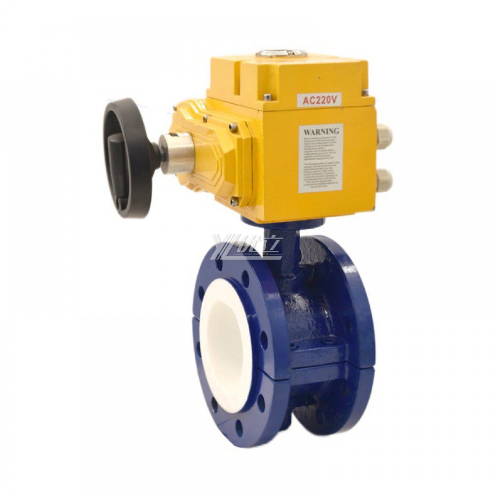 YOULI ANSI 150LB Stainless Steel 304 Pn16 Carbon Steel FEP F46 PFA F4 Fluorine Lined Motorized Electric Flanged Butterfly Valve