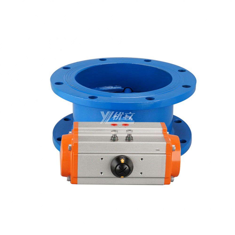 YOULI WCB Carbon Steel Smoke,Gas Dust High Temperature Pneumatic Actuator Ventilation Aeration Flanged Butterfly Valve