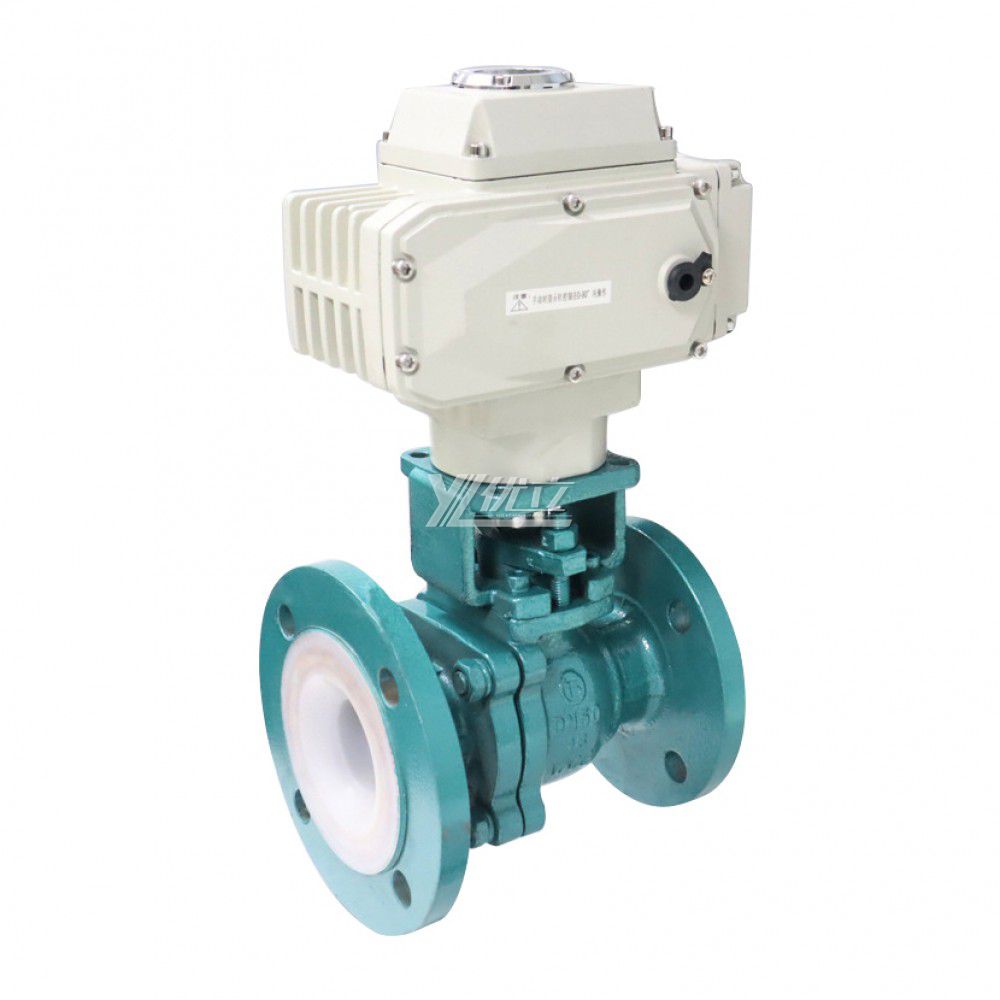 YOULI 150LB 304 316 JIS 10K 1.6mpa WCB Stainless Steel AC220V Fluorine Lining F4 PFA F46 Motorized Electric Flange Ball Valve