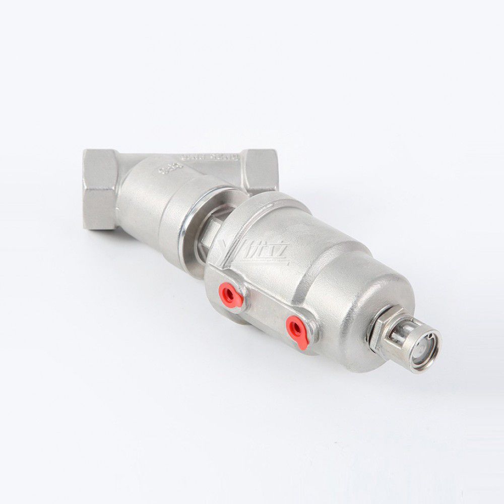 YOULI PN16-25 304 316 BSP NPT Y-Type High Temperature All Stainless Steel Head Pneumatic Female Screw Threaded Angle Seat Valve