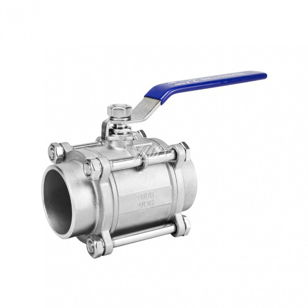 YOULI High temperature 1000WOG 300 degrees Celsius 1.6mpa 304 316 Metal seal manual 3PC double butt Welding Ball Valve