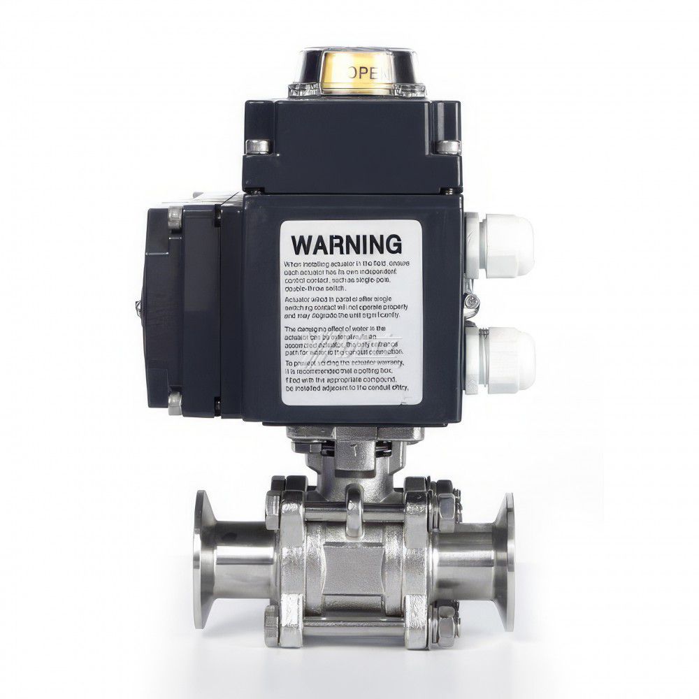 YOULI Hygienic Food Grade Sanitary Stainless Steel 304 316L Milk Drink Motorized AC220V Electric 3 Piece TC Clamped Ball Valve