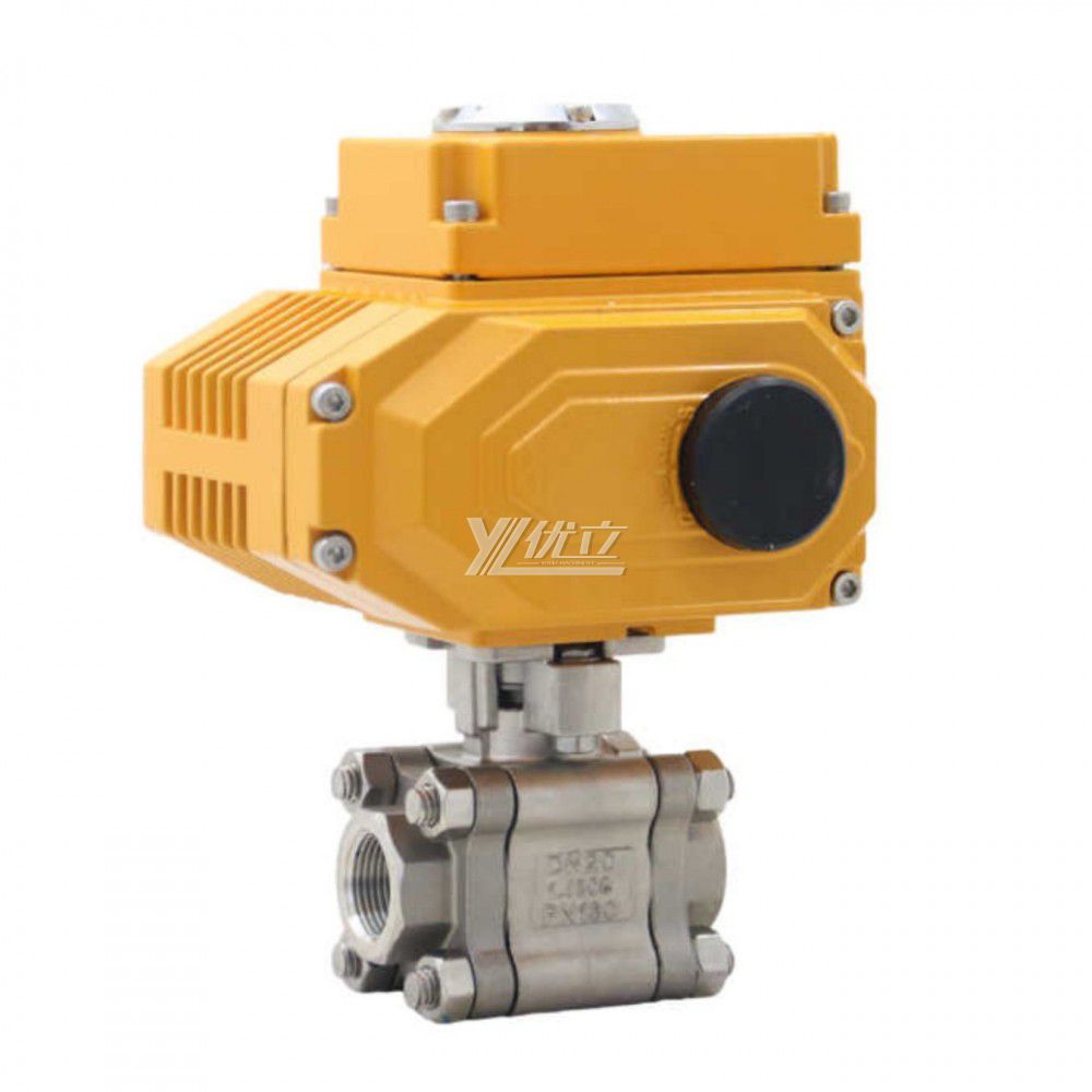 YOULI High Pressure NPT BSP 2000wog PN130 PN64 Stainless Steel 304 316 Motorized Electric Actuator Three Piece Thread Ball Valve