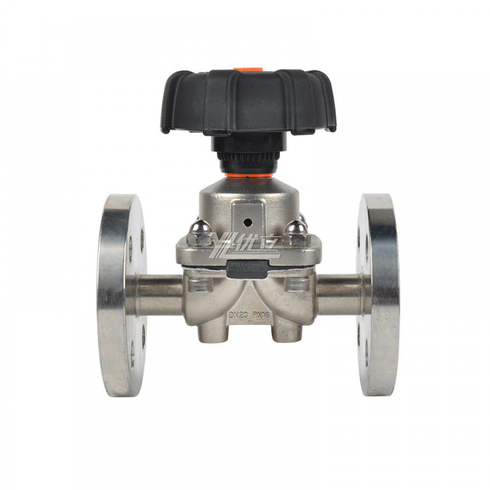 YOULI Food Grade Sanitary Stainless Steel 316L Medicine Double Membrane Manual Straight Flange Diaphragm Valve