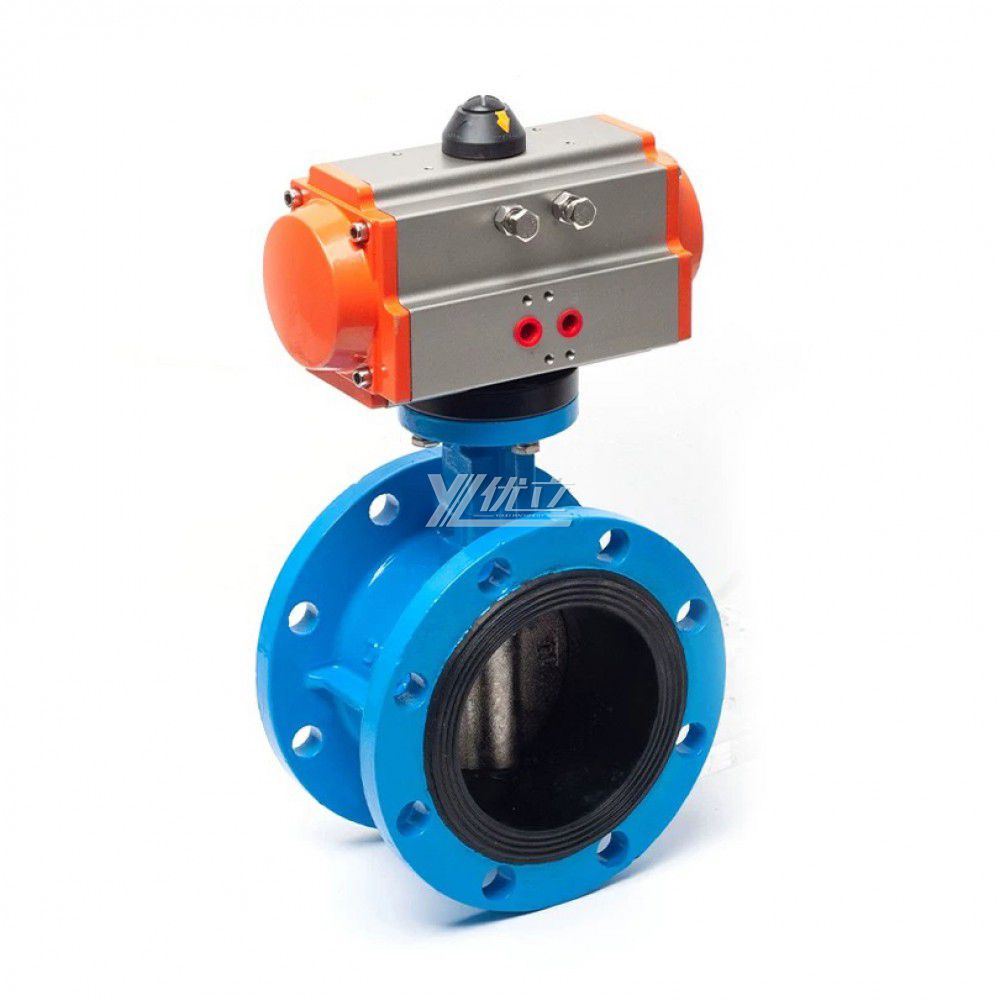 YOULI Stainless Steel ANSI 150LB 304 316 Cast Iron JIS 10K Pn16 Water Gas Oil Pneumatic Actuator Flanged Butterfly Valve