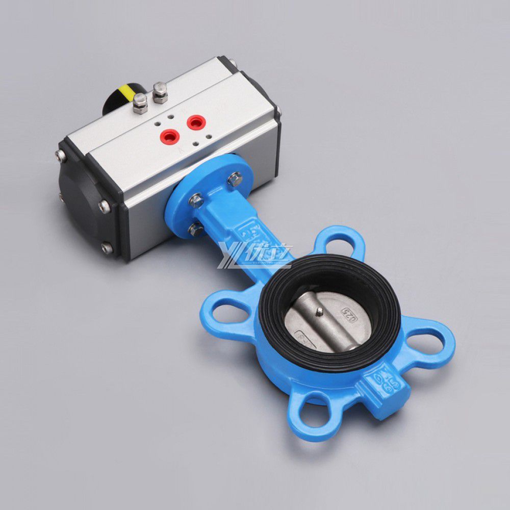 YOULI Stainless Steel ANSI 150LB 304 316 Cast Iron JIS 10K Pn10-16 PTFE EPDM Soft Seal Pneumatic Actuator Wafer Butterfly Valve