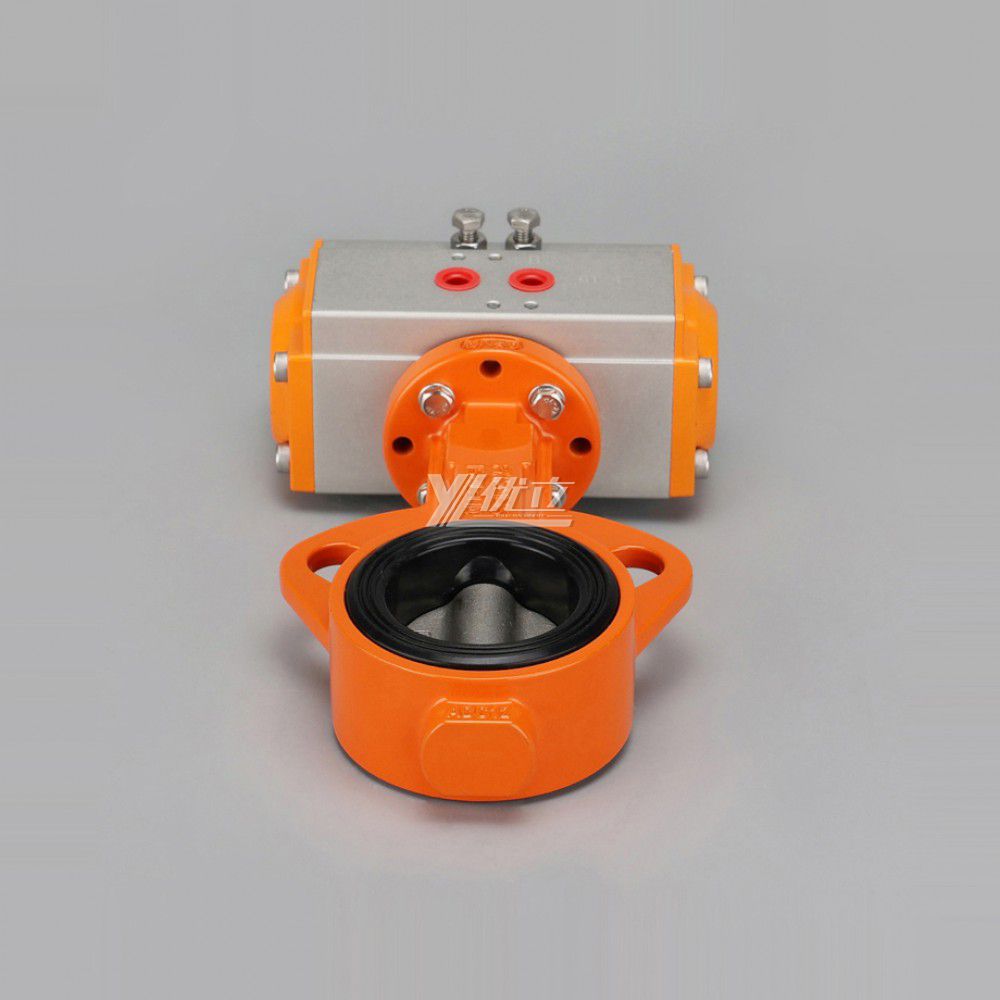 YOULI DN25 ALLOY Stainless Steel WCB Cast Iron Pn16 Soft Seal Pneumatic Actuator Wafer Butterfly Valve