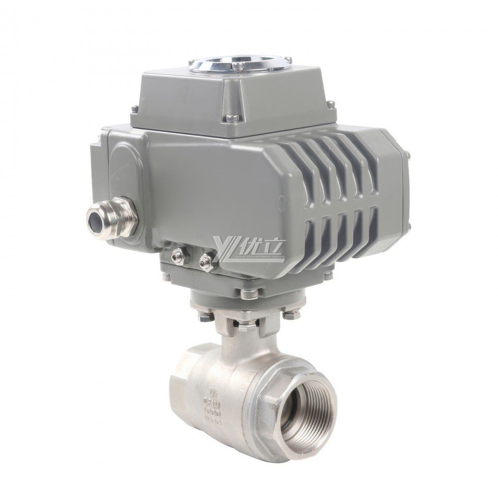 YOULI NPT BSP 1.6-10mpa High Temperature Stainless Steel 304 316 DC24V Motorized Electric Actuator 2 Piece Thread Ball Valve