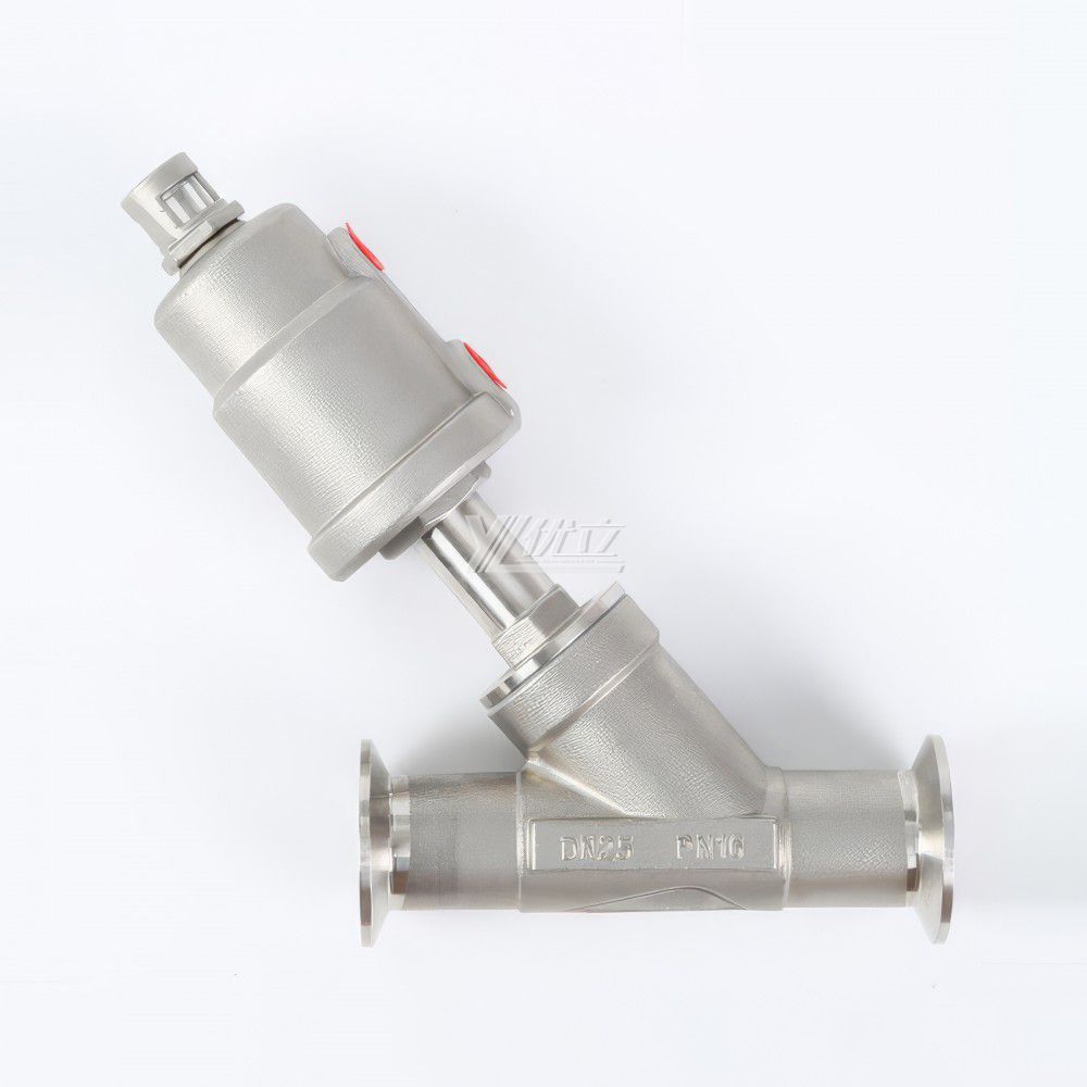 YOULI Premium High Temperature Steam 1.6mpa 304 316 Clamp 50.5mm Stainless Steel Head Pneumatic Tri-Clover Angle Seat Valve