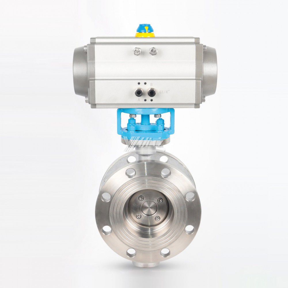 YOULI ANSI 150LB Stainless Steel 304 316 Pn16 WCB High Temperature Pneumatic Actuator Three Eccentric Flanged Butterfly Valve