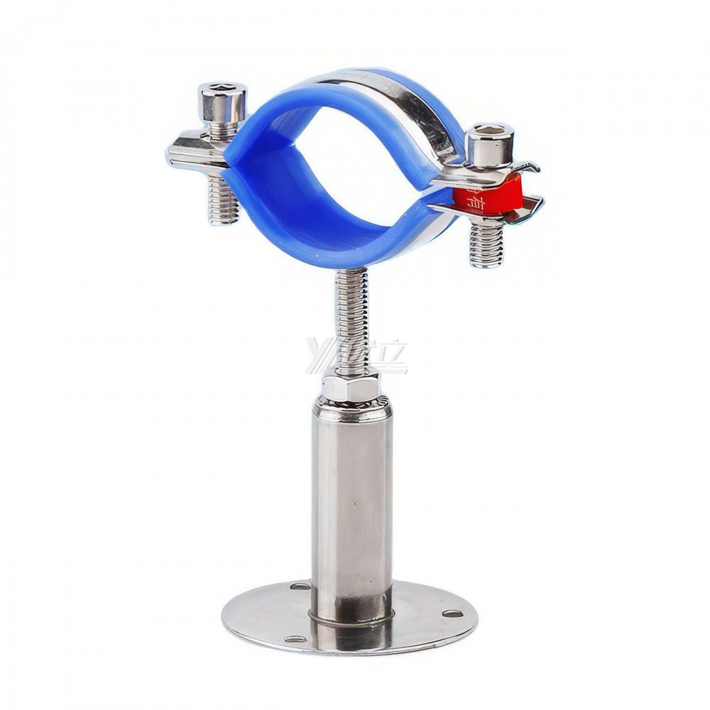 YOULI Sanitary Pipe Fittings Tube Hex Pipe Holder Stainless Steel 304 Regulate With Bracket Handle Welded Round Pipe Holder
