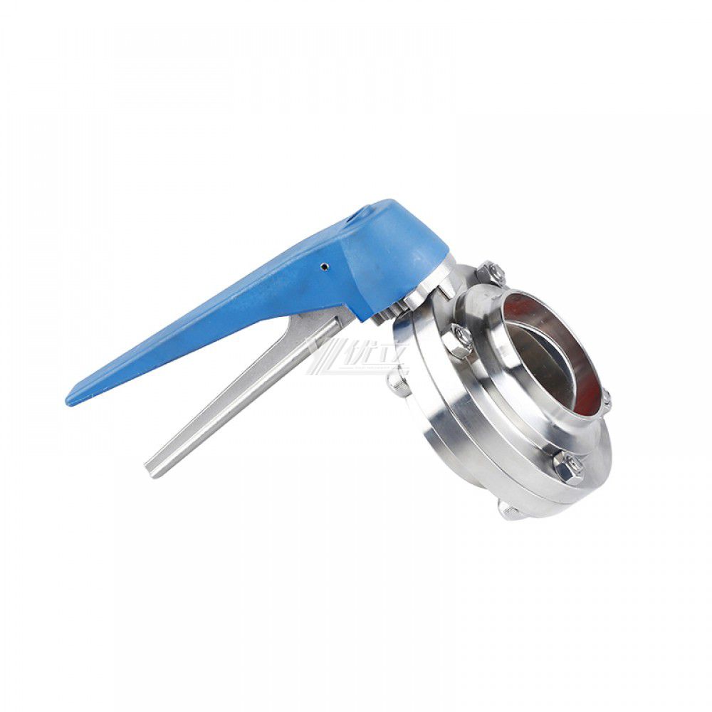 YOULI Hygienic Food Grade Sanitary Stainless Steel 304 316 Silicon Duckbill Handle Manual Butt Weld Butterfly Valve