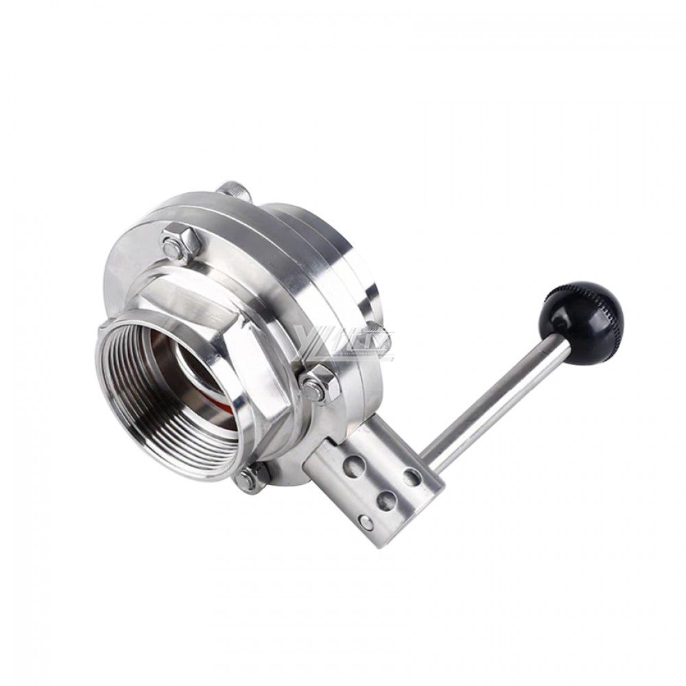 YOULI Hygienic Food Grade Stainless Steel 3A/SMS/DIN 304 316 Silicon Sanitary Manual Female Threaded Butterfly Valve