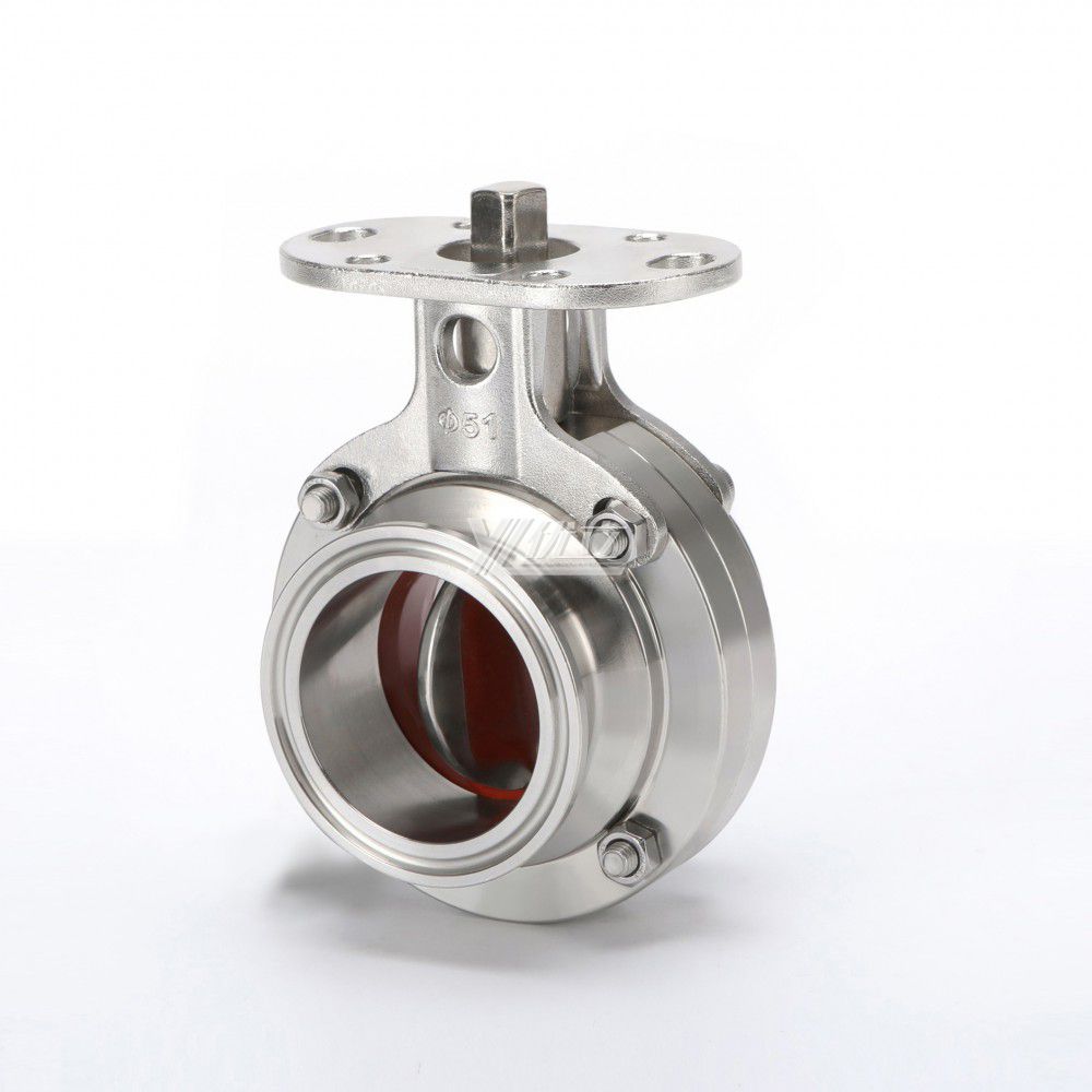 YOULI Hygienic Food Grade Stainless Steel 3A/SMS/DIN 304 316 High Platform Sanitary Tri Clover Butterfly Valve