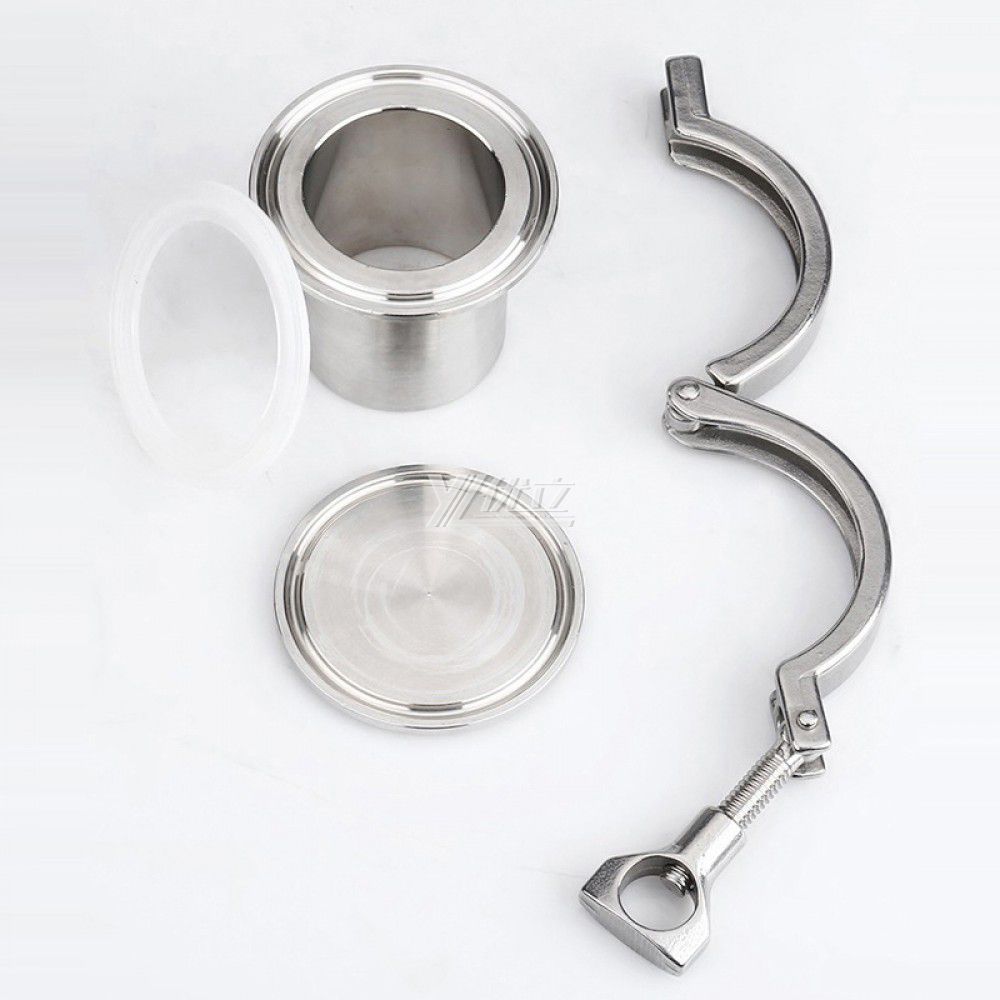YOULI Hygienic Food Grade Sanitary Stainless Steel 304 DIN SMS 3A Tri-clamp Pipe Fitting Complete Sets Long Clamp Ferrule Blind