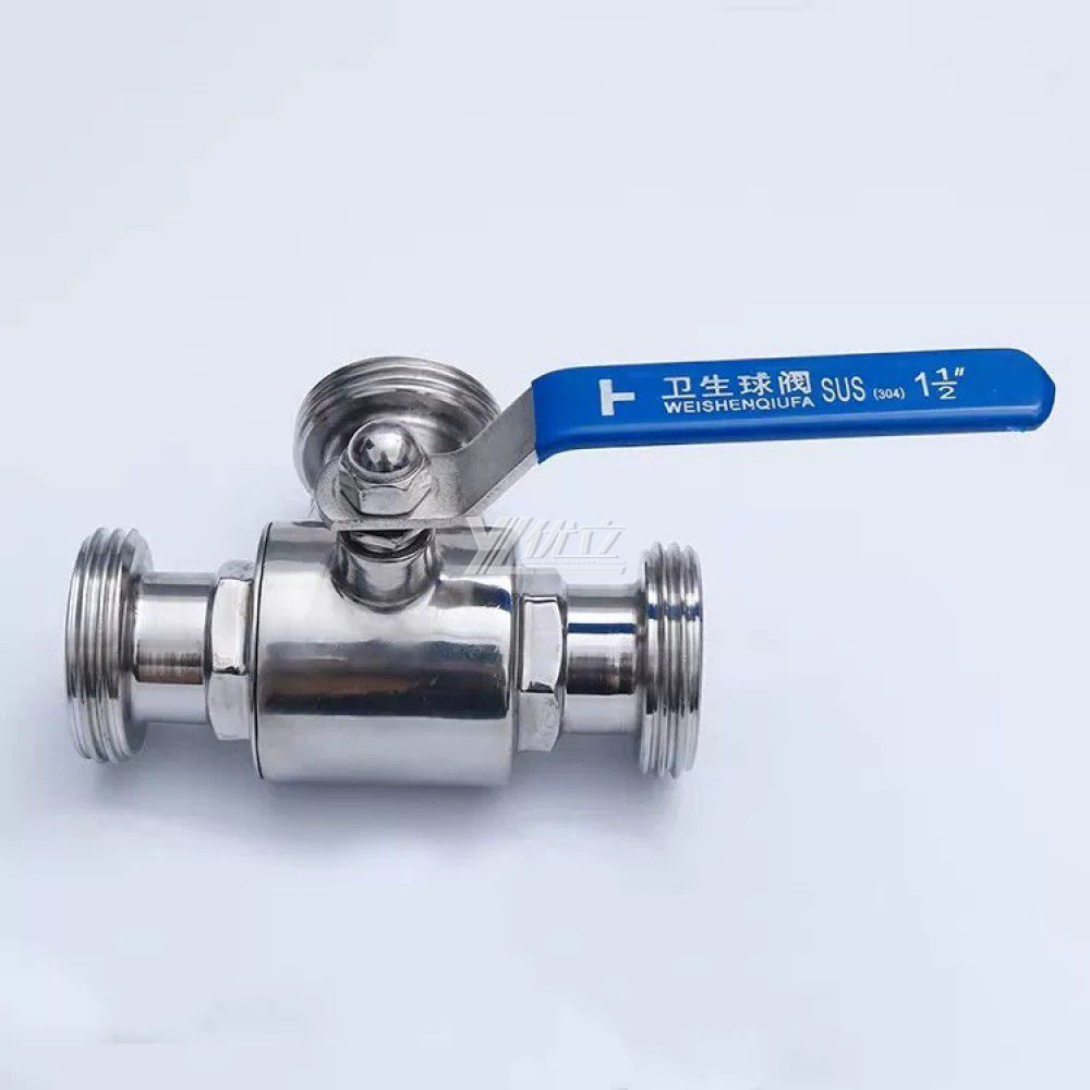 YOULI Hygienic Food Grade SMS Sanitary Stainless Steel 304 316L Milk Drink Bio Pharmaceutical 3 Way Male Threaded Ball Valve
