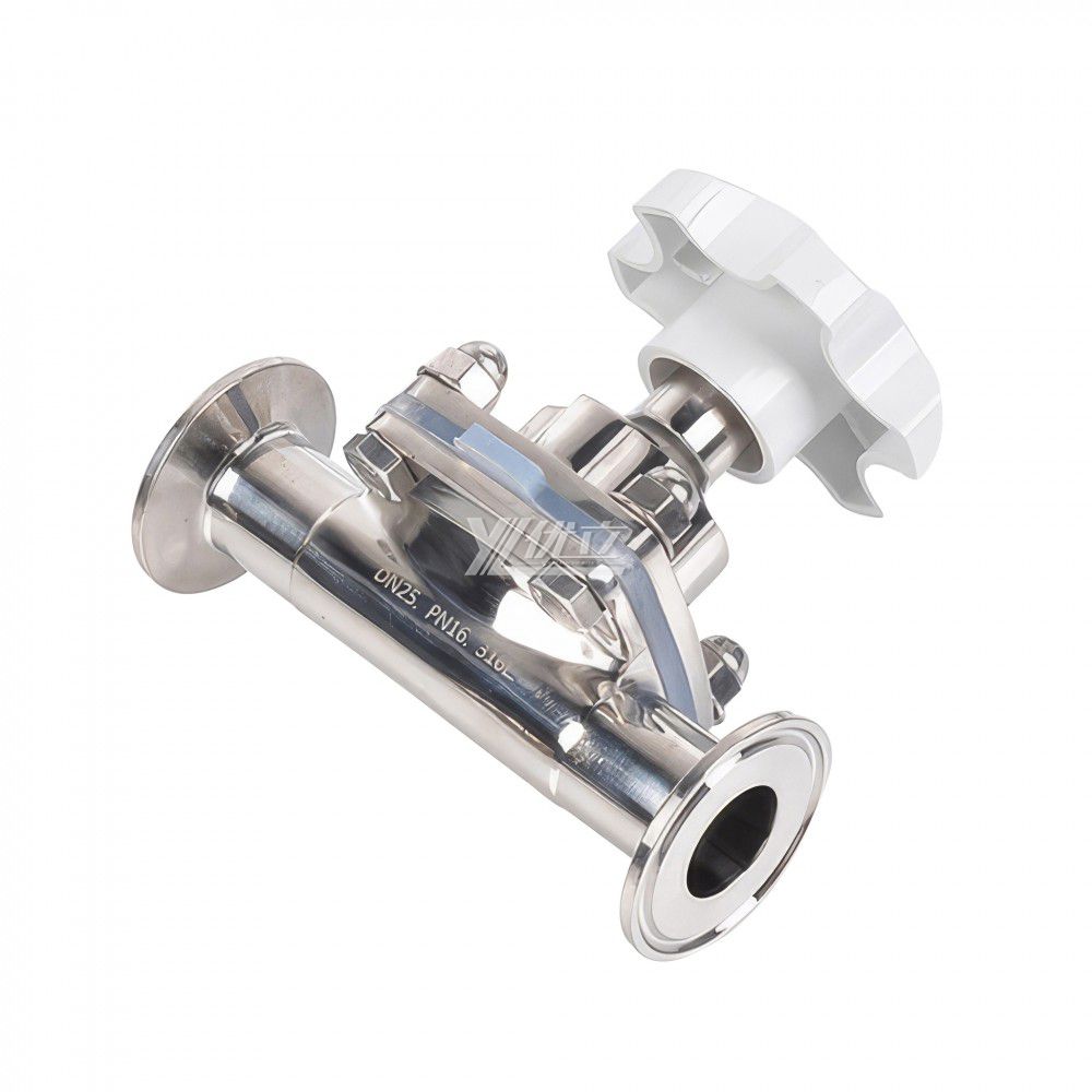 YOULI Hygienic Food Grade Sanitary Stainless Steel 316L Silicone Membrane Medicine Manual Straight Tri Clamped Diaphragm Valve