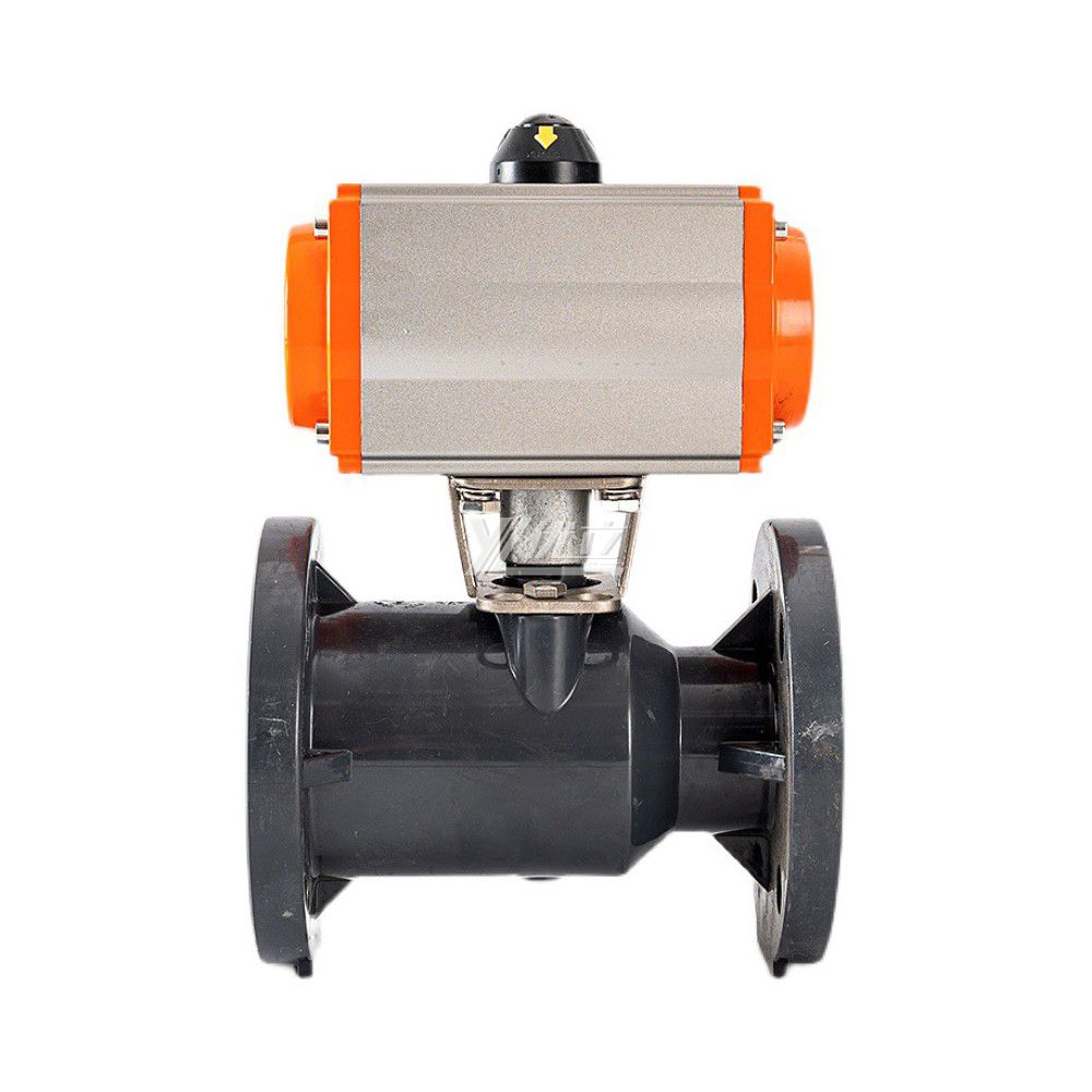YOULI High Quality Zero Leakage DN15 to DN100 PVC UPVC CPVC Plastic 2 Way Pneumatic Actuator Flanged Ball Valve