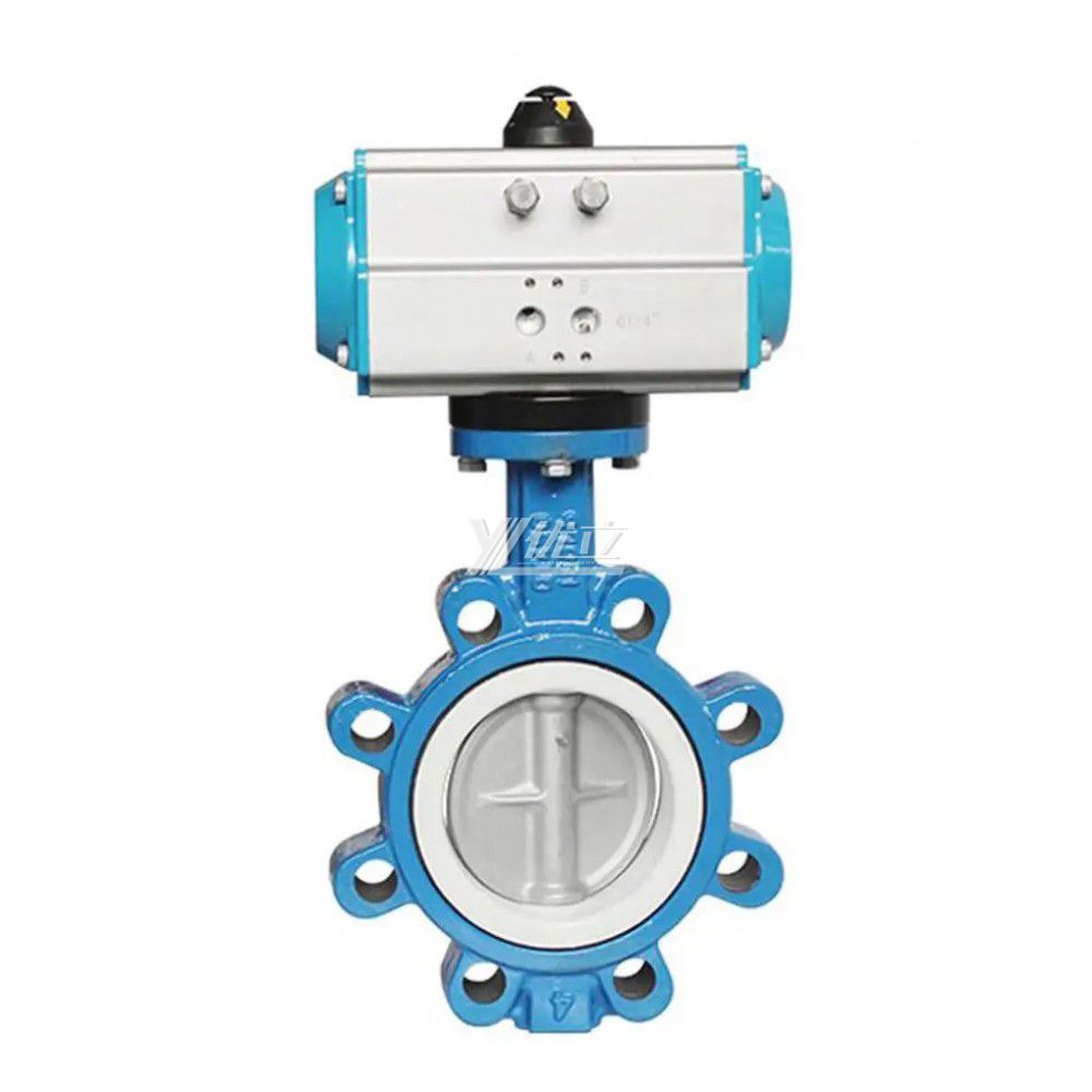 YOULI Stainless Steel ANSI 150LB  304 316 Cast Iron JIS 10K  Pn10-16 WCB PTFE Pneumatic Actuator Lug Butterfly Valve