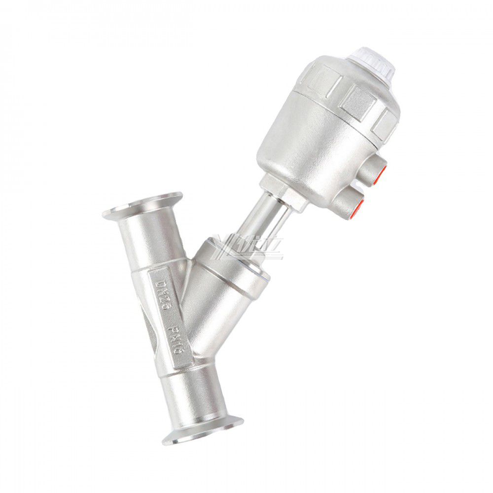 YOULI High Quality High Temperature Steam 1.6mpa 304 316 Stainless Steel Head Pneumatic Tri-Clamped Angle Seat Valve
