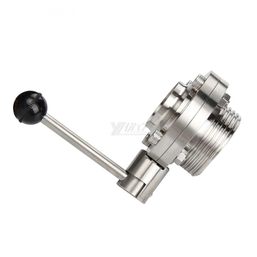 YOULI Hygienic Food Sanitary Stainless Steel 3A/SMS/DIN 304 316 Silicon Lever Handle Manual Male Threaded Welded Butterfly Valve