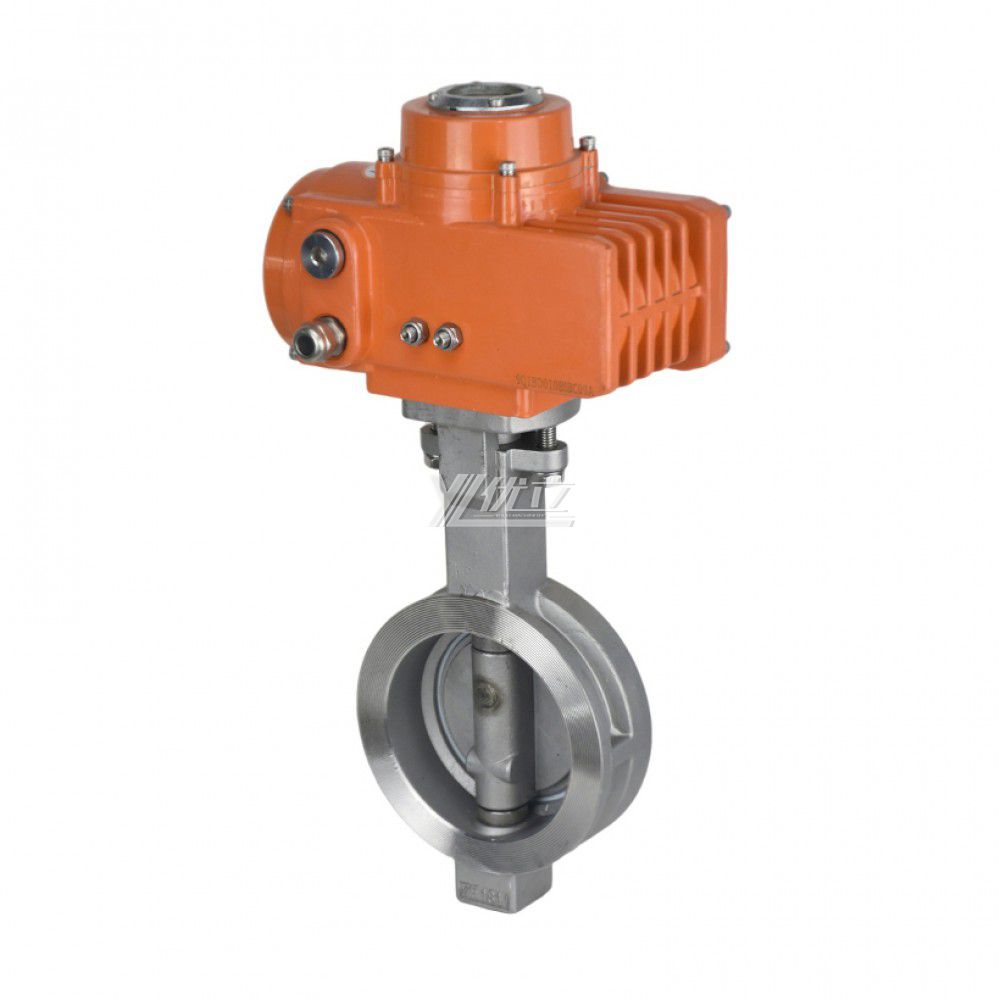 YOULI ANSI 150LB Stainless Steel Carbon Steel AC220V High Temperature Electric Double Eccentric Wafer butterfly Valve 12"