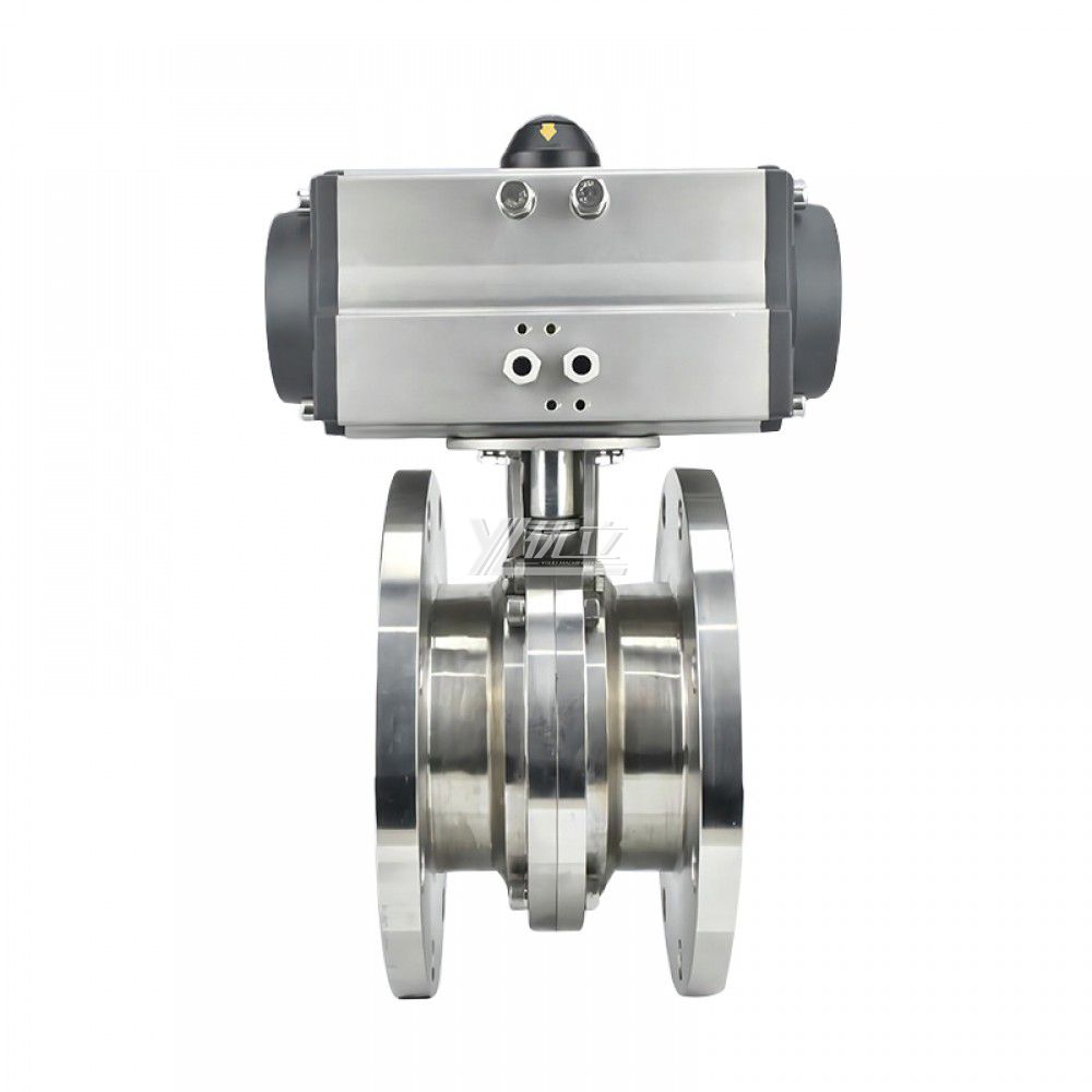 YOULI Hygienic Food Grade Sanitary Stainless Steel 3A/SMS/DIN 304 316L Silicon Pneumatic Actuator Flnaged  Butterfly Valve