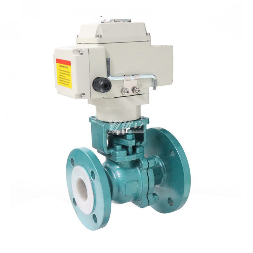 YOULI 150LB 304 316 JIS 10K 1.6mpa WCB Stainless Steel AC220V Fluorine Lining F4 PFA F46 Motorized Electric Flange Ball Valve