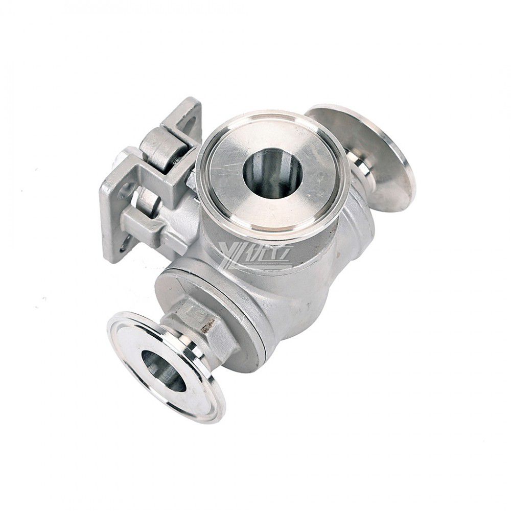 YOULI High Temperature  ISO 5211 Mounting Pad 1.6mpa Stainless Steel  304 316 T-prot Manual 3-way Tri Clamped Ball Valve