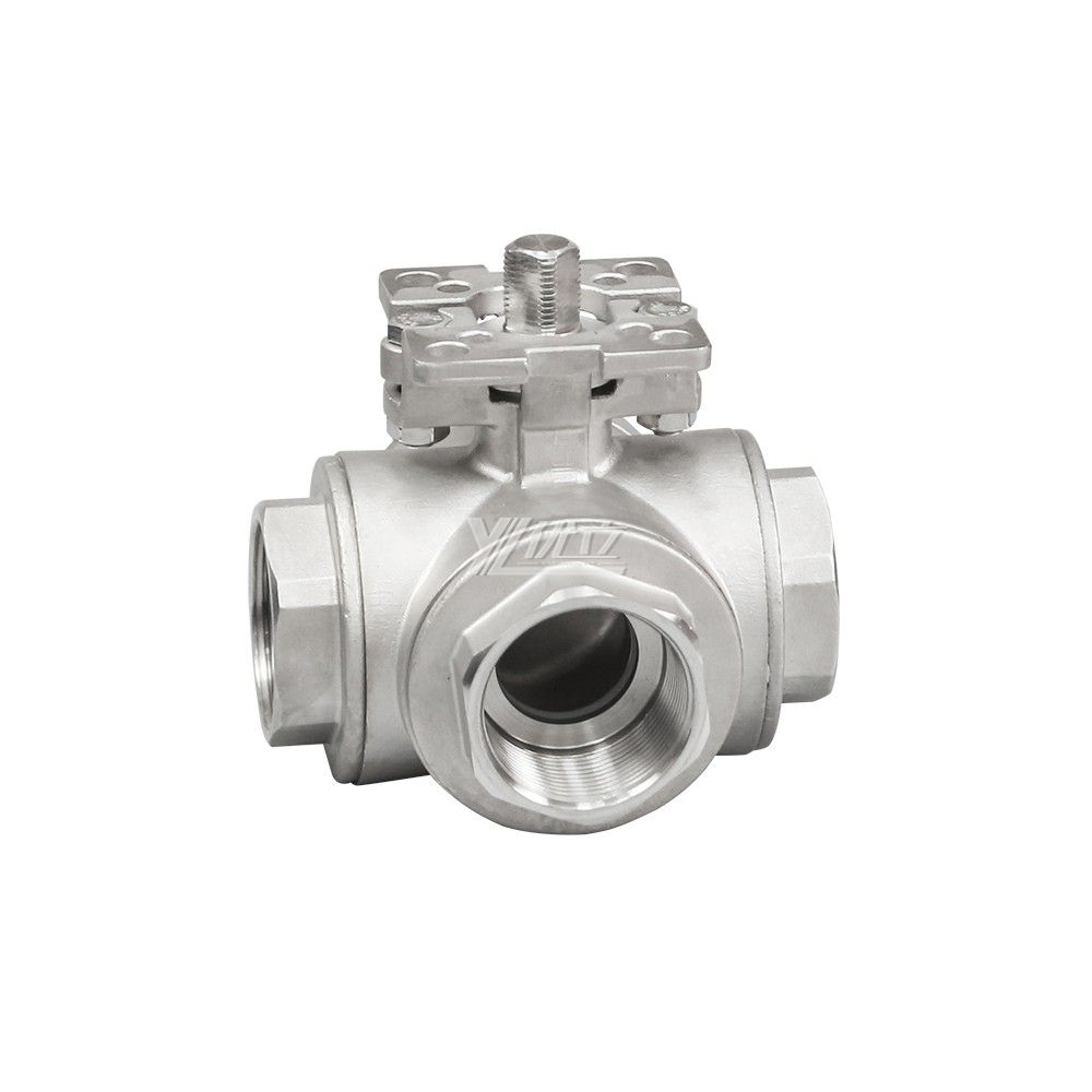 YOULI High temperature Stainless Steel ISO 5211 NPT BSP 1.6mpa 1000WOG 304 316 LL-port four-way threaded Ball Valve