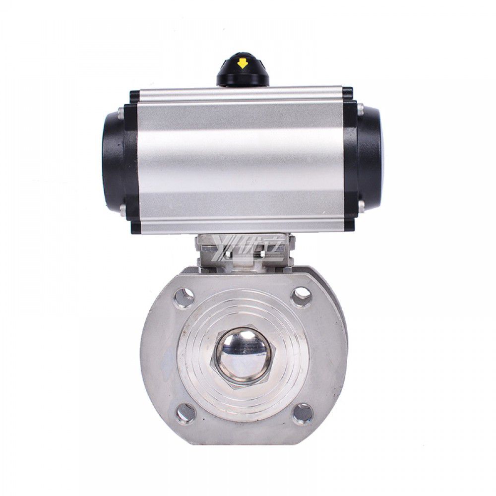 YOULI ANSI 150LB Jis 10k Pn16 304 316 Stainless Steel Flange Pneumatic Actuator Italy-type Thin Wafer Ball Valve
