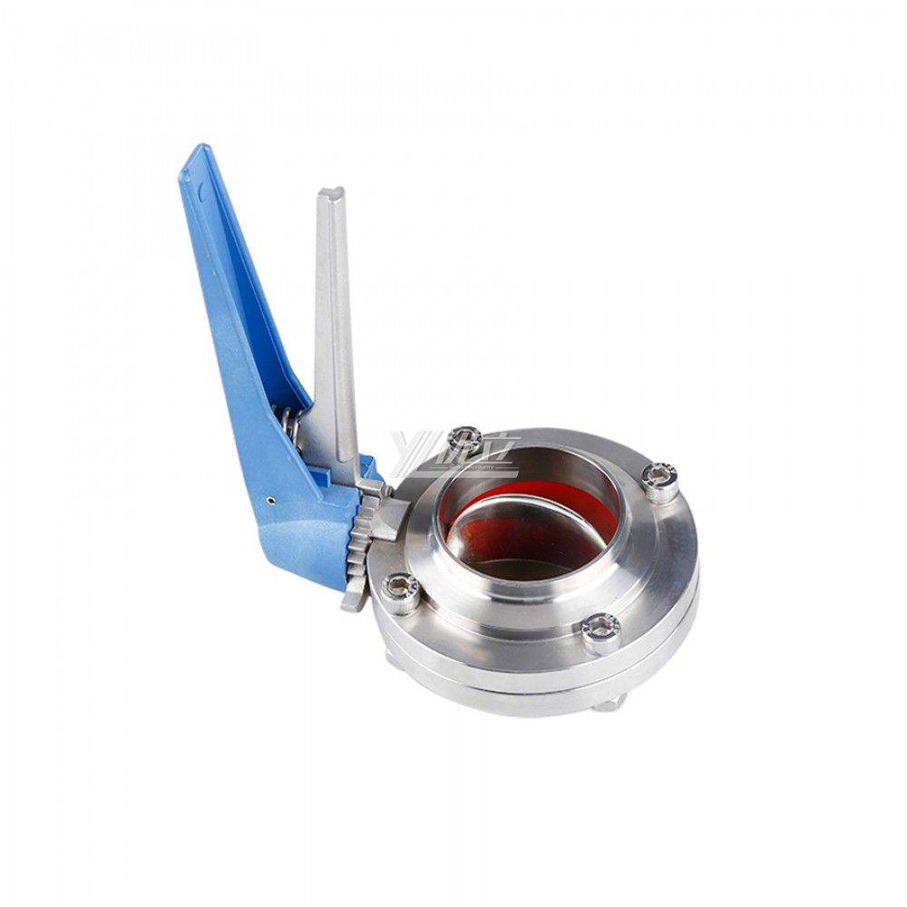 YOULI Hygienic Food Grade Sanitary Stainless Steel 304 316 Silicon Duckbill Handle Manual Butt Weld Butterfly Valve