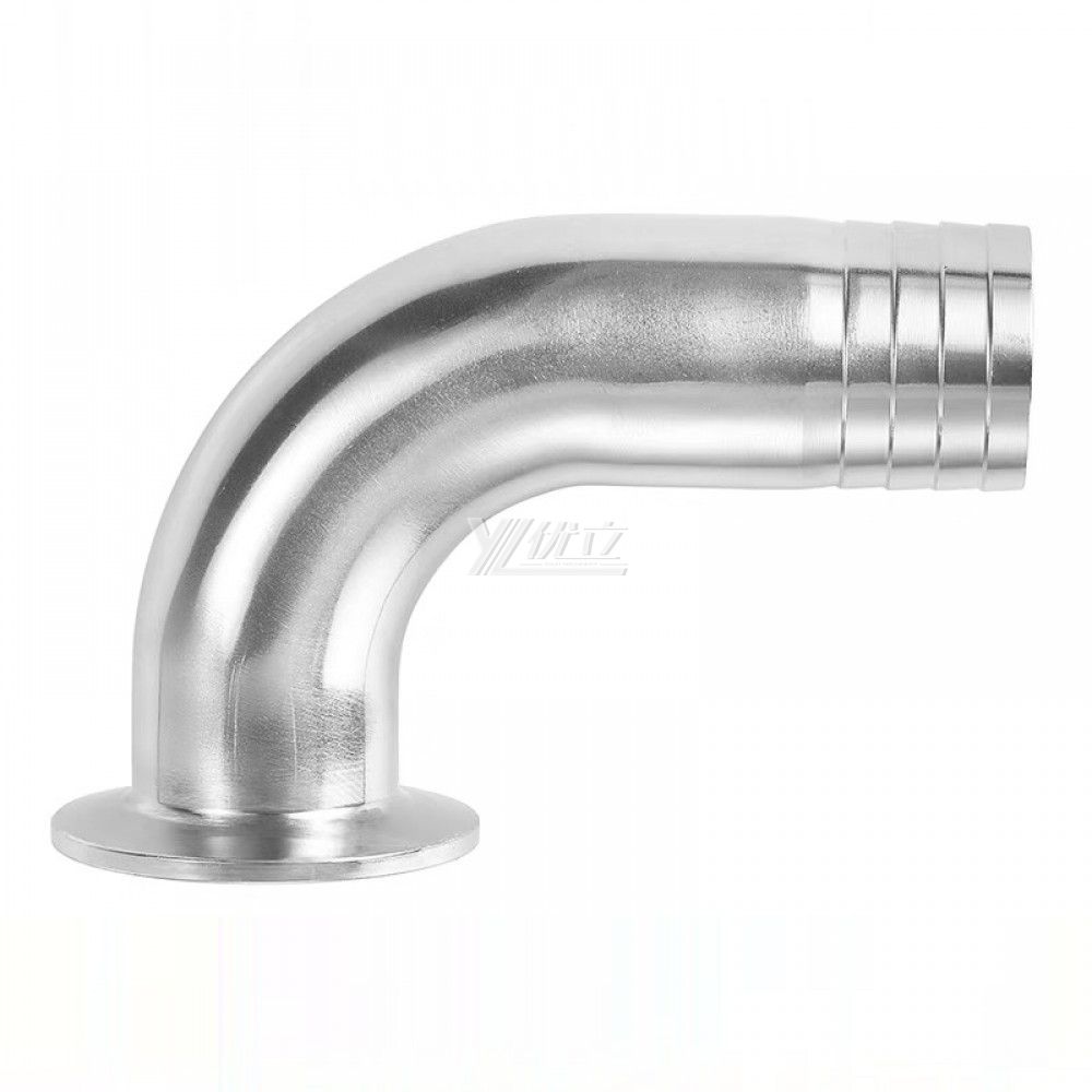 YOULI Hygienic Food Grade Sanitary Stainless Steel 304 SS316L 3A SMS DIN ISO Pipe Fitting 90 Degrees Clamped Hose Elbow