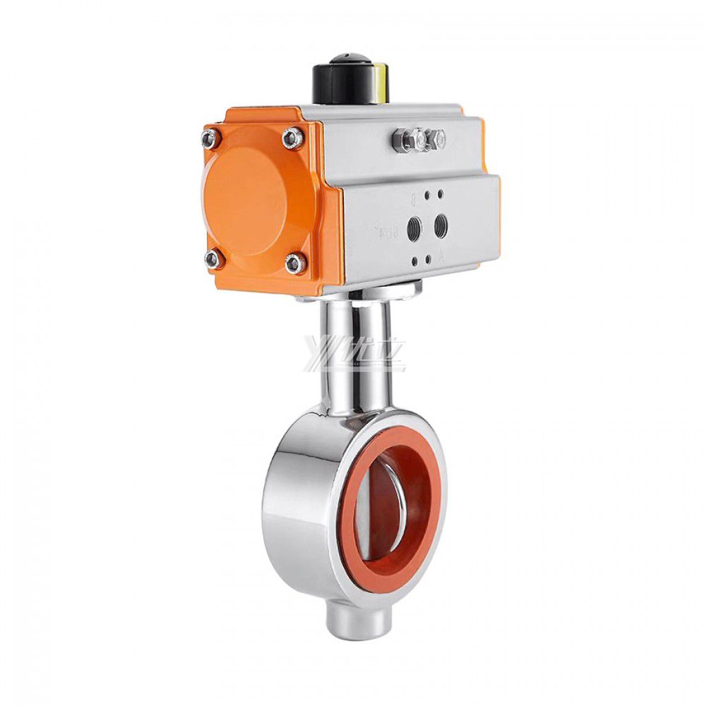 YOULI Top-Quality AT63 Hygienic Food Grade Stainless Steel 304 316L Sanitary Spring Return Pneumatic Wafer Butterfly Valve