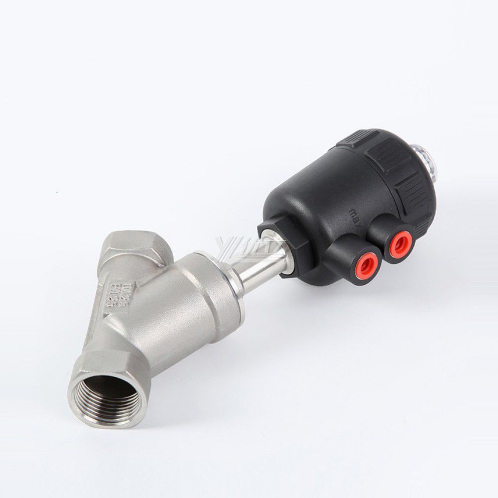 YOULI 1.6mpa High Temperature Water Gas Oil Steam 304 316 BSP NPT Stainless Steel Pneumatic Female Threaded Angle Seat Valve