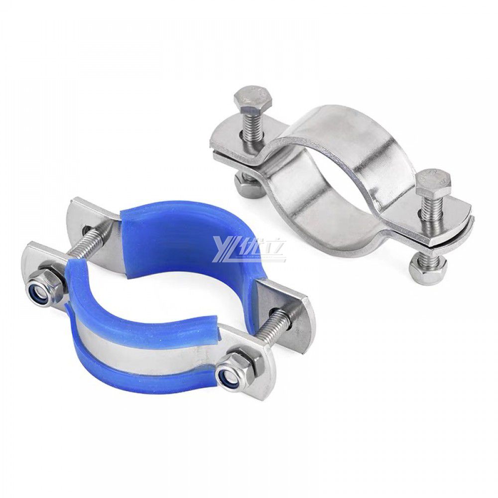 YOULI Stainless Steel 304 Pipe Fittings Tri Clamp Tube Hex Pipe Holder Without Handle Handle Bar Welded Round Pipe Holder