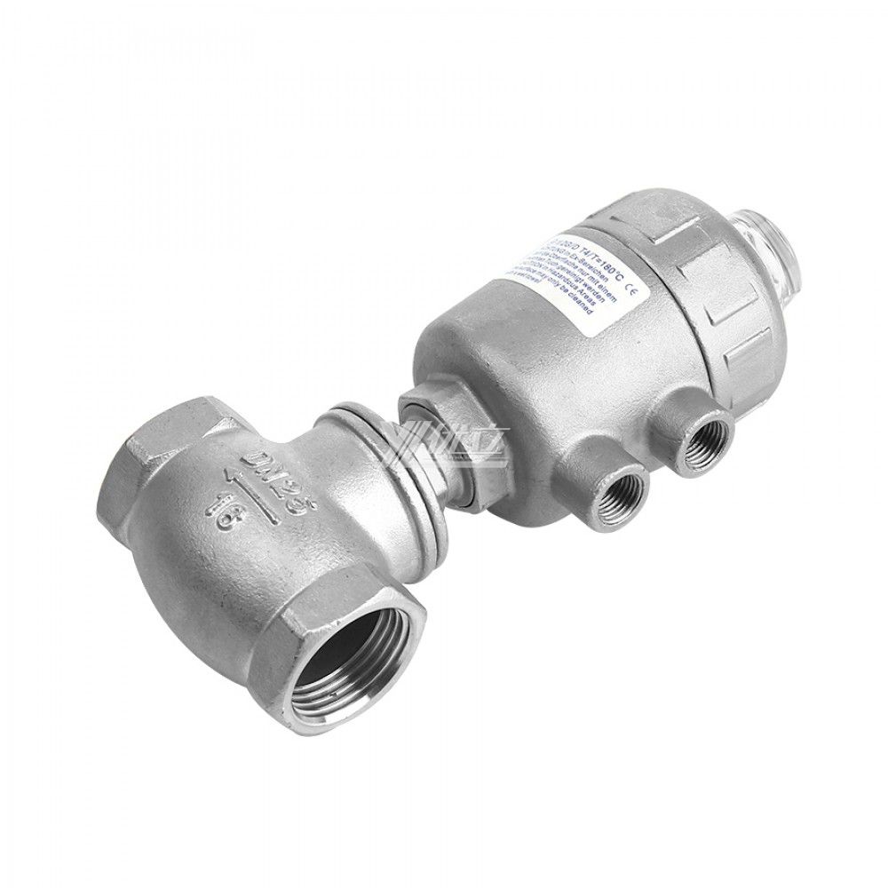 YOULI High Temperature 1.6mpa 304 316 BSP NPT RC T Type Stainless Steel Head Pneumatic Female Threaded Angle Seat Valve