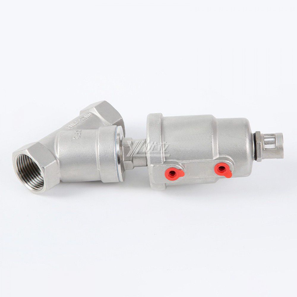 YOULI PN16-25 304 316 BSP NPT Y-Type High Temperature All Stainless Steel Head Pneumatic Female Screw Threaded Angle Seat Valve