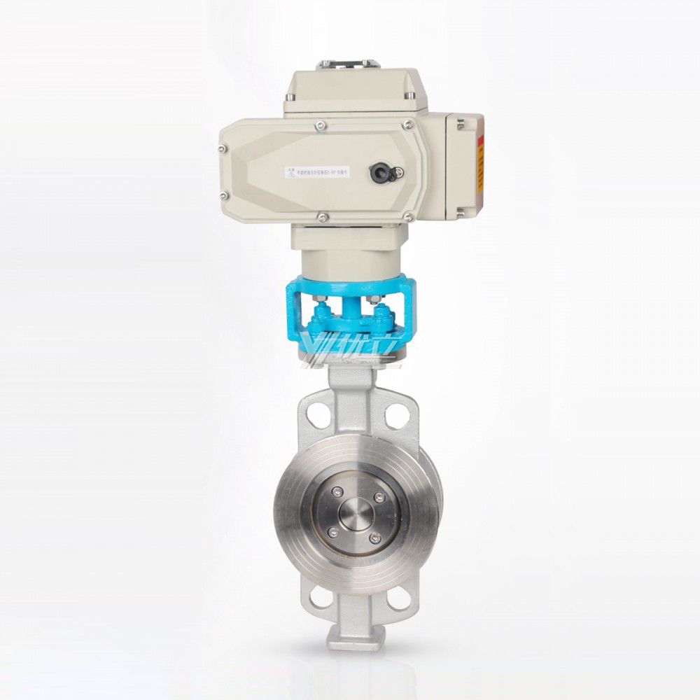 YOULI ANSI 150LB 304 316 Carbon Steel Pn16 WCB  DC24V Metal Seal High Temperature Electric Actuator Wafer butterfly Valve