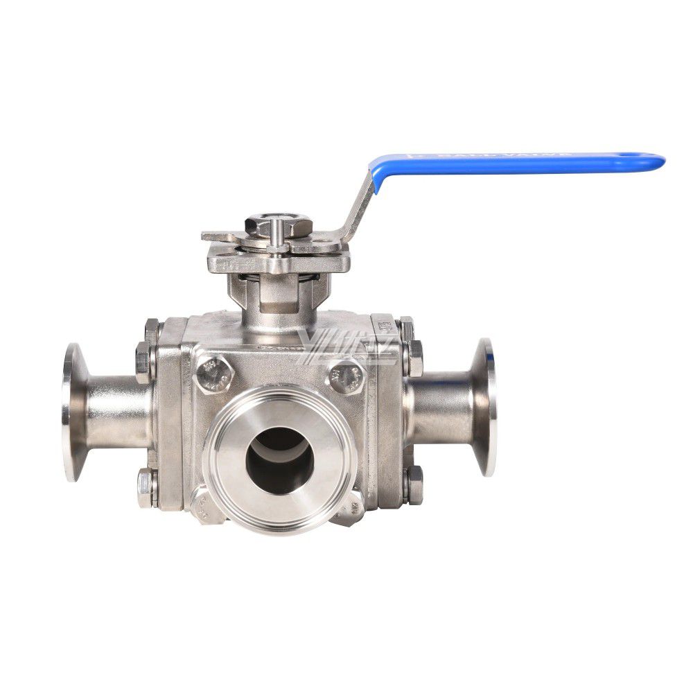 YOULI Hygienic Food Grade Stainless Steel 304 316L Non Retention Milk Beverage Sanitary Manual 3 Way Tri Clamped Ball Valve