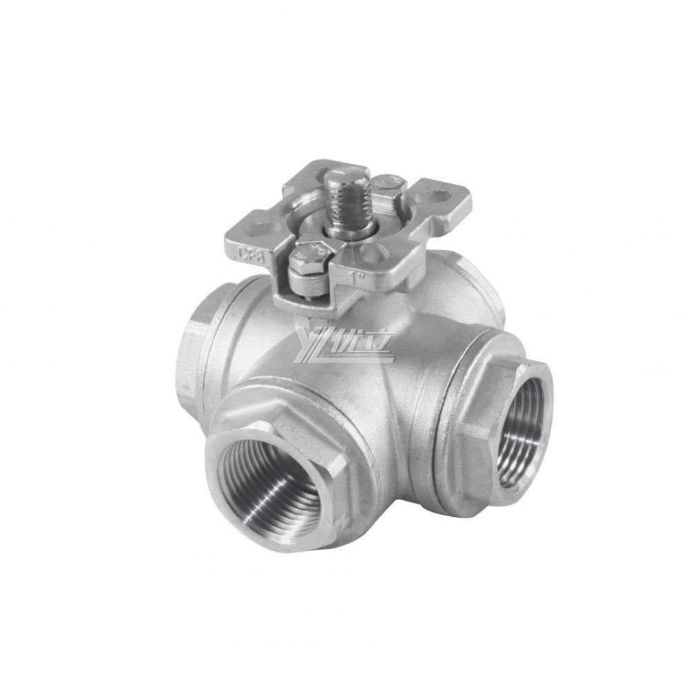 YOULI High temperature Stainless Steel ISO 5211 NPT BSP 1.6mpa 1000WOG 304 316 LL-port four-way threaded Ball Valve